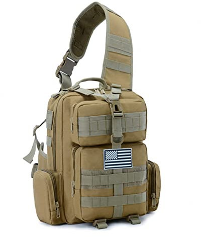 YUANZHOU Sling Bag Tactical Camping Bag Cross Body Bag Rucksack molle für den täglichen Gebrauch geeignet,Khaki