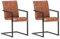 vidaXL Freischwinger 2 STK., Schwingstuhl mit Armlehnen, Esszimmerstuhl Metallrahmen, Essstuhl Küchenstuhl Stuhl Esszimmer Küche, Retro-Design, Braun Echtleder
