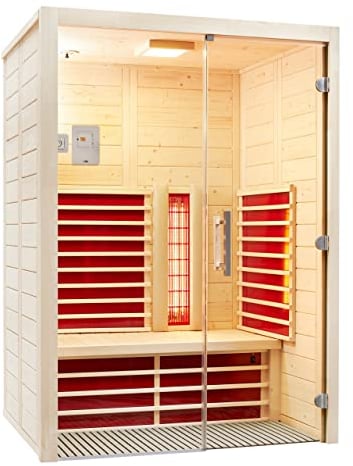 Infraworld Infrarotkabine Vario Natura 147 Glas Fichte 147x104cm mit ABC-Strahler Flächenheizung