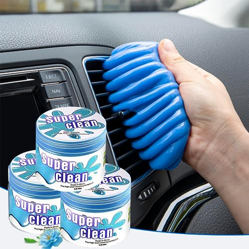 3 pièces Gel Nettoyant Accessoire Voiture Interieur Decoration Enlever la Poussière Nettoyage du Film de Boue pour Nettoyeur de Ventilation, Ordinateur, Appareil Photo