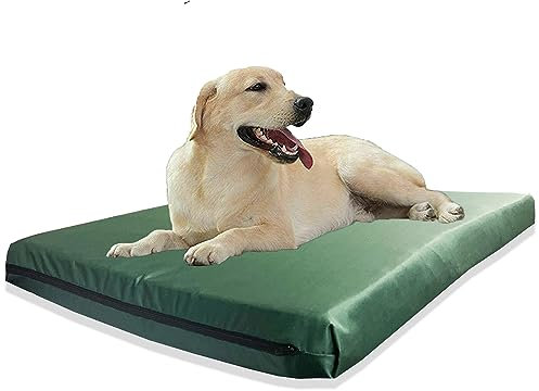 Kosiproducts Waterproof Dog Bed Mattress, Dual Layered Foam, Bottle Green Fleece Fabric Cover, Cage Crate Mats [84cm x 65cm x 10cm, Green]