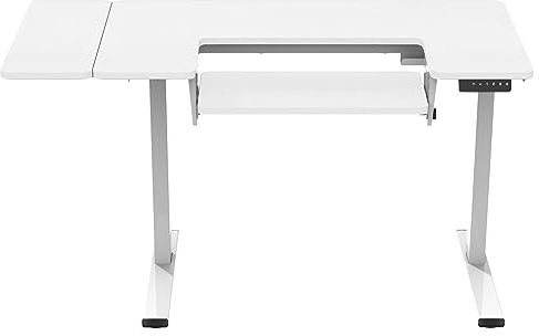 SEMPLIX Hobby- und Nähtisch elektrisch höhenverstellbar mit Ausschnitt (weiß/weiß)
