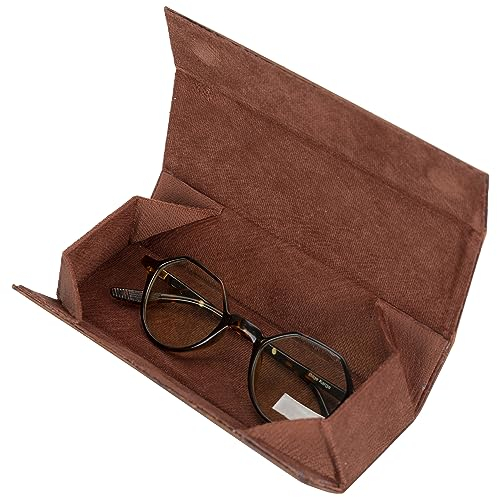 Solo Pelle Faltbares Brillenetui aus echtem Leder, tragbare Brillenbox zum falten, Brillen Etui mit Magnetverschluss Sonnenbrillenetui für Herren Damen Kinder (Clever Vintage Braun)