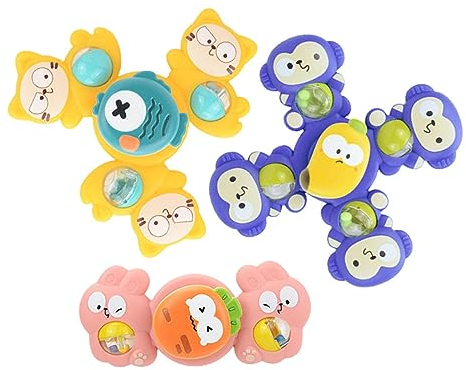 Hochstuhl mit Saugnäpfen, Zahnen Fidget für 3 Teile, Hochstuhl für Kleinkinder, sensorisches Spielzeug, drehbar, Cartoon-Motiv für Neugeborene