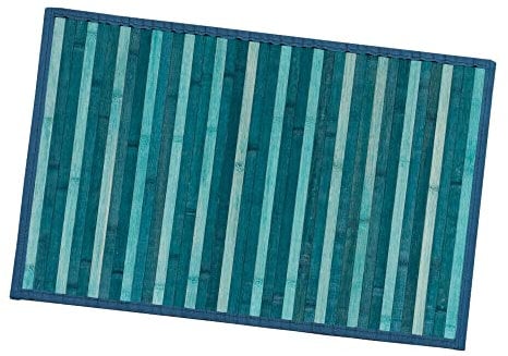 emmevi Bambus-Teppich aus Holz, rutschfest, Fußmatte, Bambus, Küche, Bad, Degradé, 50 x 330 cm, Blau