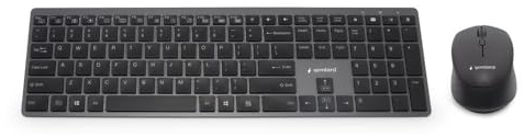 GEMBIRD Backlight Pro Business Slim Kabelloses Schreibtisch-Set, spanisches Design, Schwarz