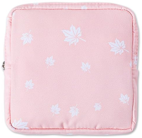 Luckious Maple Leaves Sanitary Napkin Storage Bag, Pantyliners Bag Menstrual Cup Pouch with Zipper - Portable Coin Purse Bag for Pantyliners Organization and Hygiene (13 * 13CM)