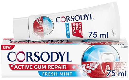Corsodyl Active Gum Repair Toothpaste for Bleeding Gums, Fresh Mint, 75ml