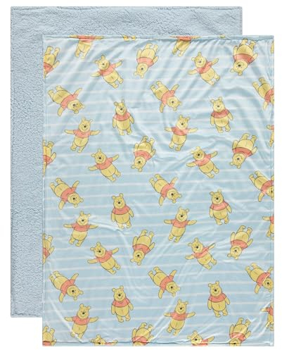 Disney Character Fuzzy Doppelseitige Nerz- und Sherpa-Babydecke, ultraweich und plüschig, Nerz-Sherpa, Neugeborenen-Überwurf für Säuglinge, Maße: 76 x 101 cm