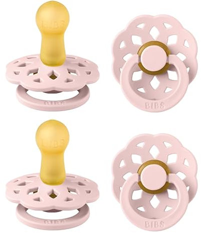 BIBS Boheme Schnuller 4er-Pack. BPA-frei, Kirschform Nippel. Naturkautschuk/Latex, Hergestellt in Dänemark, Größe 2 (6-18 Monate), Blossom