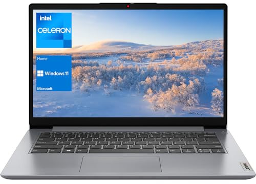 Lenovo IdeaPad 1 Laptop, 14 HD Display, Intel Celeron N4020, 4GB RAM, 64GB eMMC, Webcam, SD Card Reader, HDMI, Type-C, Wi-Fi 6, Windows 11 Home, Grey