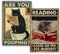 KONFEN Metallschild Blechschild Katze Retro, Katze Lesen + Are You Pooping Vintage Katzen Blechschilder Lustige Metallposter, Zinn Zeichen Metallschilder Posterkatzen 8*12 Zoll für Wand Home Bade Tür