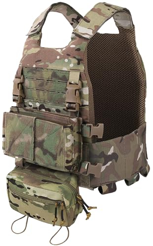 EMERSONGEARS Tactical Airsoft Vest Hunting Vest FCSK Vest Adjustable Quick Release Modular Molle Combat Vest Men's 500D Nylon Military Plate Carrier Vest for Airsoft Paintball Outdoor(Multi-Camo)