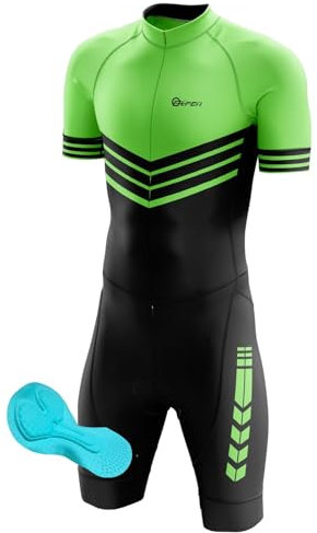 Triathlon Anzug Herren - Einteiliges Radtrikot - Trisuit Einteiler – Triathlonanzug - Triathlon Einteiler Kurz - 3Taschen für Wettkampf Run, Cycle, Swim,Herren Fahrradbekleidung Set (9,XL)