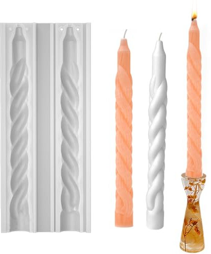Moule Bougie,Osuter Moule à Bougie en Silicone 3D Spirale Bougie Moule Longue Moule à Bougie Moule Epoxy Pour Eglise, Noël, Dîner à la lumière des bougies, Saint-Valentin