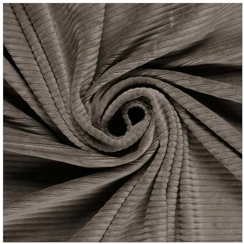 Velour Nicky Kord-Stoff breit gerippt elastisch uni ab 50 x 155cm Oeko-Tex, Farbe:054 - mausgrau