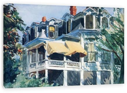 LZ6J8C9 Edward Hopper Bilder-impressionismus bilder leinwand-Kunstdruck Poster Edward Hopper-Das Mansardendach-Druck auf Leinwand-Wandbilder Wohnzimmer Deko 50X75cm(20x30) Innenrahmen