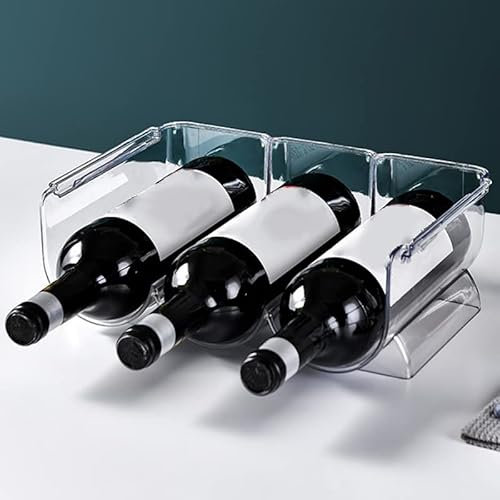 Fofetbfo Water Bottle Organizer and Wine Rack Storage Holder, Plastic Stackable Wine Rack for Refrigerator, Water Bottle Holder for Kitchen Fridge Cabinet Organization and Storage(triple)