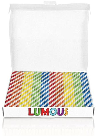 LUMOUS ROLA Paper Straws, 300 Pack Paper Drinking Straws, Bio Degradable Drinking Paper Straws Wedding Party, Party Straws, Restaurant, Juice Drinking Straws (300Pcs Multi Colour Stripes)