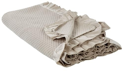 Beliani Tagesdecke Baumwolle beige/Taupe 220 x 240 cm mit Rüschen Hatton