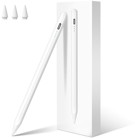 Stift für Apple iPad 2025-2018, Schnellladen/Neigungs Sensitivität, Palm Rejection Stylus Pencil für iPad A16 11./10./9.-6. Generation, Air M3 M2 11/13/5-3 Gen, Pro M4 11/13/12.9, Mini 7./6./5.