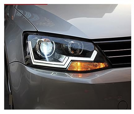 VWAUGDKPS LED-Scheinwerfer DRL 2 niedrig 4 hohe LED Angle Eyes Scheinwerfer mit Bi-Xenon-Objektiv kompatibel mit Sagitar kompatibel mit Jetta 2012-2018