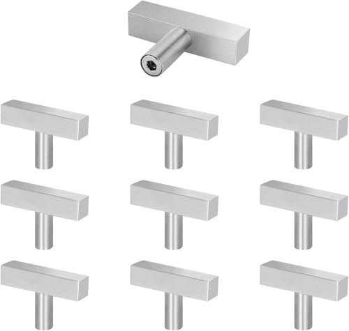 Drenky Möbelknöpfe Silber, 10 Stück Schrankknöpfe Edelstahl mit Schraube Vintage Schrankgriffe für Schublade, Kommode, Möbel, Küche, Heimdekoration