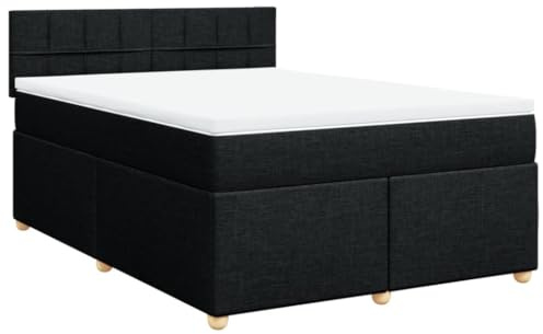 vidaXL Boxspringbett mit Matratze Schwarz 140x200 cm Stoff