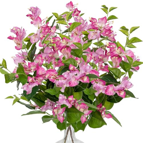 Arborus 2 STK Bougainvillea Blumenstrauß Künstlich 51 cm Dekozweige Rosa Frühlingblumen Künstliche Zweige mit Blüten Kunstzweige für Vase Blumenarrangement Tisch Regal Deko im Wohnzimmer Esszimmer