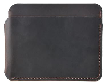 Genuine Leather Slim Card Holder Wallet – Minimalist Credit Card Holder for Men & Women, Compact & Stylish Design for Cards & Cash. Width 10.5cm x Height 8.3cm Thickness 1cm. (Dark Brown)