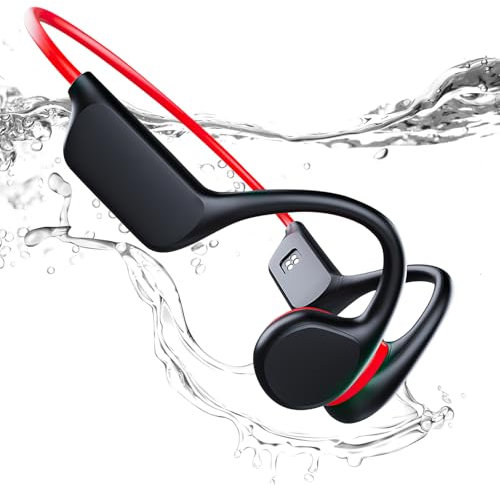 Atopskins IPX8 wasserdichte Kopfhörer Schwimmen, Knochenschall Kopfhörer Bluetooth 5.3 Mit 32GB MP3 Player Schwimmen Surfen Unterwasser Kopfhörer zum Schwimmen Schweißfest für den Sport (Dunkel)