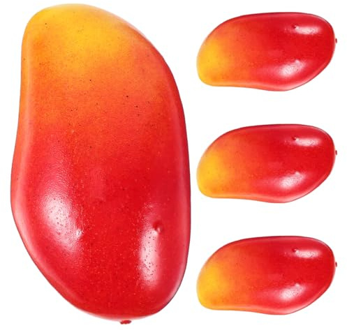 Cabilock Künstliche Mango 4Er Set 12.50X7.00X5.50Cm Realistisches Simuliertes Fruchtmodell Deko Obst Für Wohnkultur Foto Requisite Restaurant Display