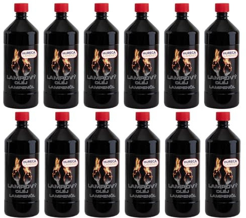 Horeca Candles Huile pour Lampes –12x1L Cire Liquide Sans Fumée ni Odeur, 99% Paraffine Pure, Utilisation Intérieure et Extérieure, Parfait pour Bougies, Torches et Lampes, Religieux et Domestique