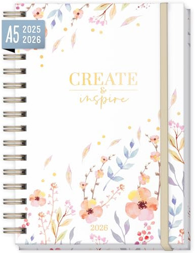 Häfft® Lieblings-Timer Ringbuch Kalender 2025/2026 A5 Sweet Flowers Wochenplaner 17 Monate: Aug. 25 bis Dez. 26 - Hardcover Terminkalender, Terminplaner - nachhaltig & klimafreundlich