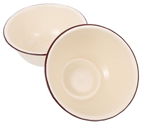 IMIKEYA 2pcs Vintage Enamel Bowl Kitchen Food Serving Dishes Multi-use Enamelware for Salad Mixing Basin