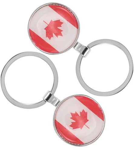 VALICLUD 2st Kanada Schlüsselanhänger Schlüsselring Partyzubehör Mit Kanadischer Flagge Schlüsselanhängerringe Schlüsselanhänger Mit Nationalflagge Partygeschenk Schlüsselbund Zinklegierung