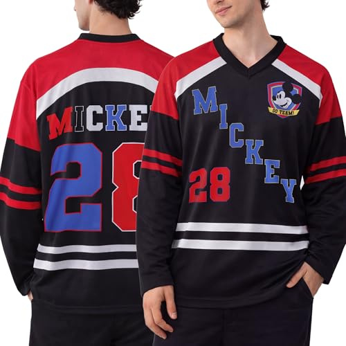 Marvel Mens Hockey Jersey - Spider-Man Punisher Mickey Mouse Long Sleeve Mesh Graphic Hockey Jerseys for Men, Size Runs Large, Size Medium, Mickey 28