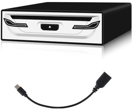Lettore CD/DVD esterno per auto, laptop, TV e altro ancora: con USB 2.0, Plug & Play, funzione anti-shock, compatibile con Smart TV, laptop, tablet (Android 4.4 e superiori) - Cavo USB e supporto