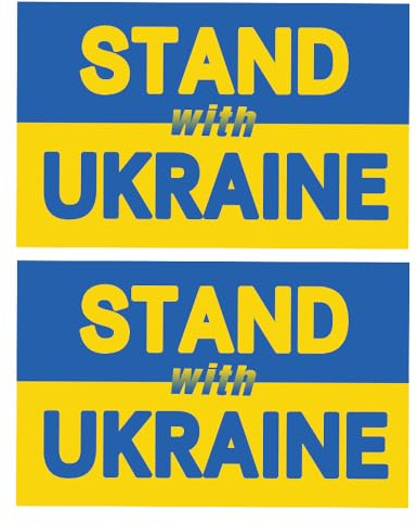 Aufkleber für die Ukraine, Aufschrift I Stand with Ukraine, Ukrainische Flagge, Aufkleber Frieden für die Ukraine, 20,3 x 12,7 cm, 2 Stück (Ständer mit Ukraine)