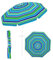 KOMFOTTEU Parasol de Plage 200 cm avec Porte-gobelet, Parasol Pliable avec Sac de transportdes, Parasol Rond, ajustable de deux Côtés à 30°, pour Terrasse, Balcon, Jardin (Rayures bleu + vert)