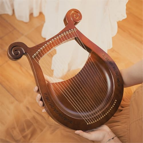 Lyre Harfe Stringinstrument Mahagoni Schoßharfe Mit Ersatzsträngen, Gigtasche Tuningschlüssel Harfe Instrument Tragbar, Hebelharfe für Erwachsene Teenager(19-string - Ram's Horn)