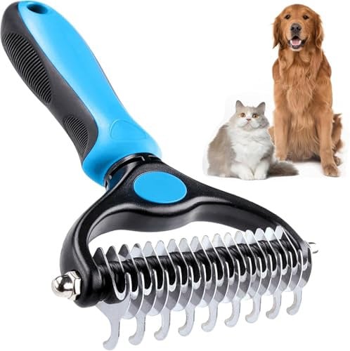 Dog Brush, Reduce Shedding, Double Sided Deshedding Dematting Tool, Undercoat Rake Dog, Cat Brushes, Dogs Brushes Shedding Hair, Pet Grooming Brush, Cat Grooming, Blue