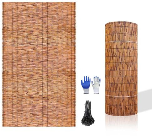 Zhixubah Panneaux De Clôture en Roseaux Naturel Brise-Vue en Roseau pour Terrasse Brise Vue Bambou Palissade Jardin Exterieur Rouleaux De Clôture Occultant Clôture Jardin Hauteur Personnalisable