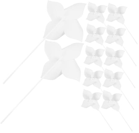 Levemolo 12pièces Moulin à Vent DIY Papier Blanc Kit Bricolage pour Garçon Fille Activités Créatives Extérieures Jardin Décoration Amusante Et Ludique