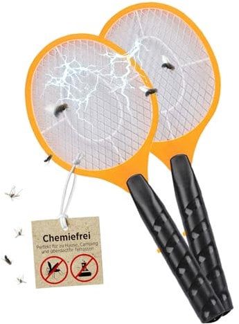 H+H TS 103 elektrische Fliegenklatsche 2 Stück | Insektenklatsche Elektrisch | Fliegenklatsche Elektrisch | Elektrischer Fliegenfänger | Insektenschläger | Wespenschläger