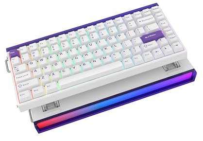 EPOMAKER Aula Hero84 HE Teclado para Juegos Magnético con Cable de Efecto Hall con Caja de Luz RGB, Actuación Ajustable, Sondeo de 8000Hz, Latencia de 0,125ms, Teclas Snap, SOCD (Blanco Morado)