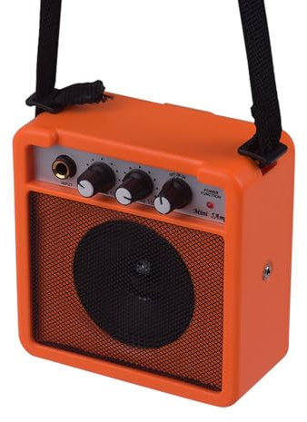 Gitarrenverstärker, leicht, 5 W, 5 W, mit verstellbarer Taste für verschiedene Soundeffekte, geeignet für Akustik- und E-Gitarristen, Schwarz/Blau/Rot/Orange/Gelb (Orange)