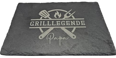 Generisch Personalisierte Schieferplatte Grilllegende mit Wunschname | Geschenk für Papa, Ehemann oder Opa | Geschenk für Männer | BBQ Deko Gravur 30x20 cm