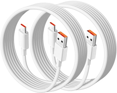 Solryn 2 Pack 120W Cable Carga Rápida Tipo C 2M para 15/14/13/13T/12T/11T/10T/Pro/12 Lite, Cable USB C Carga Rápida Compatible con 13/12/11 Pro y X6/X7/F5/F4/M5S, Blanco