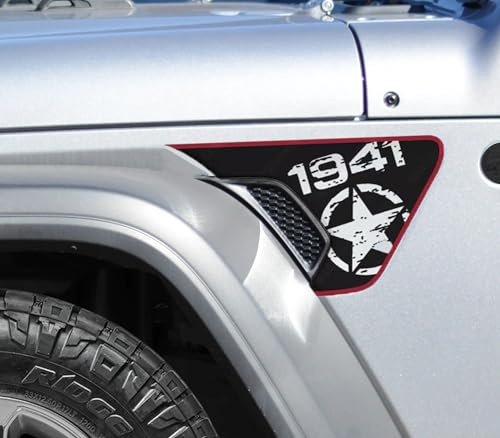 TDHLW Seitenkotflügel-Entlüftung, 1941, Distressed Military Star, vorgeschnittene Aufkleber für Jeep Wrangler JL JLU & Gladiator JT Rubicon 2018–2025 (Nicht geeignet für Sport und Sahara),Fender Vent
